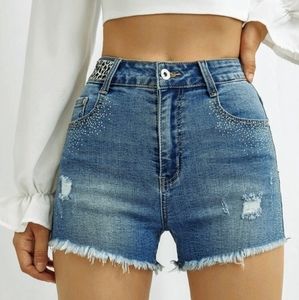 Distressed Denim Shorts